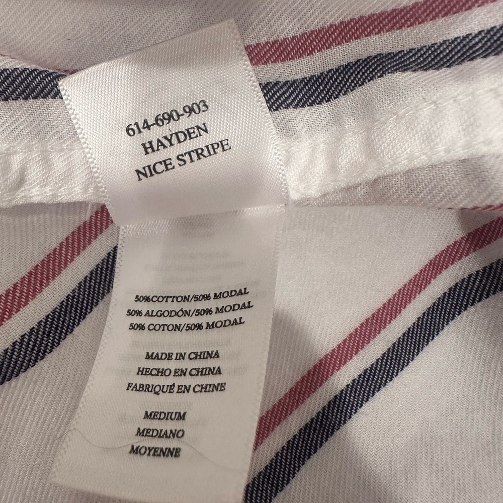 Rails Hayden Nice Stripe Shirt Sz Med Soft Lightweight Preppy Office Layer - Picture 6 of 8